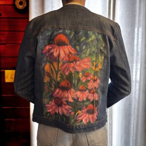 Beyond the Chaos – Hand-Painted Floral Denim Jacket